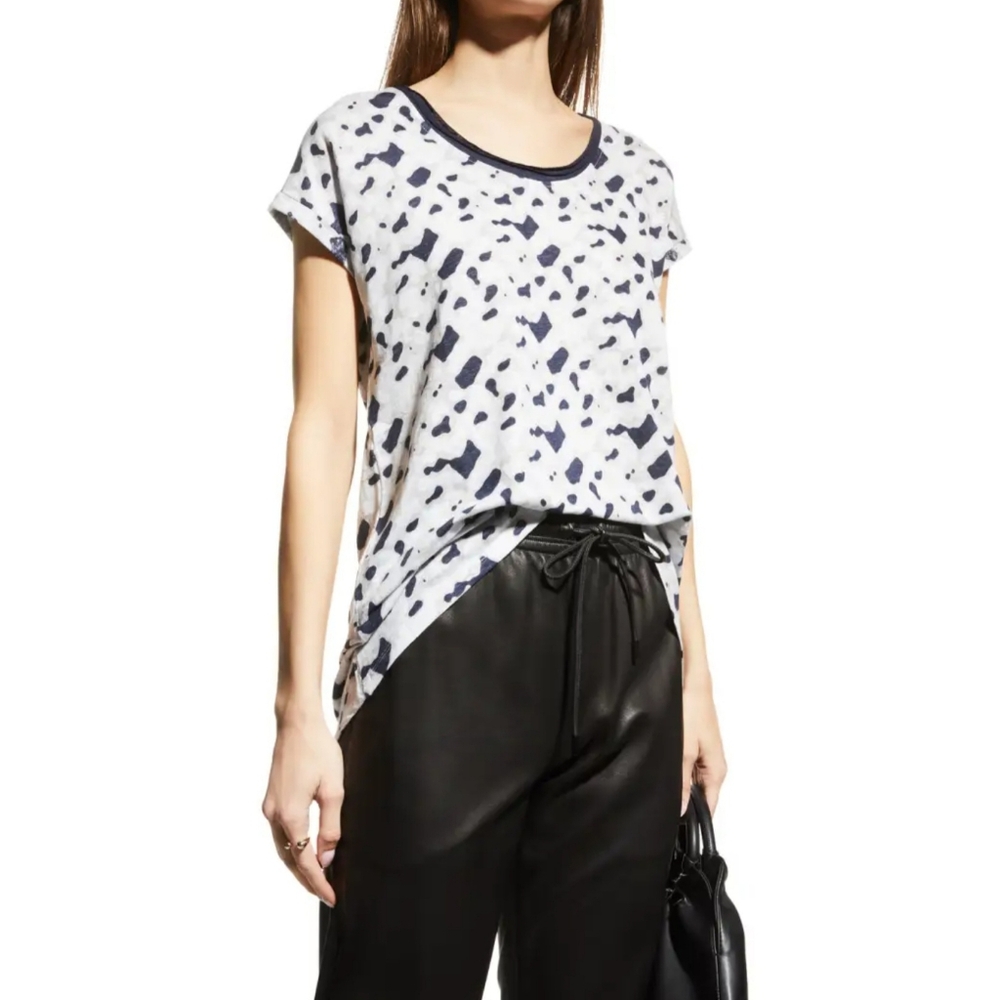 LYSSE Linen Zebra High-low Cozy‎ Chic Tee Top M